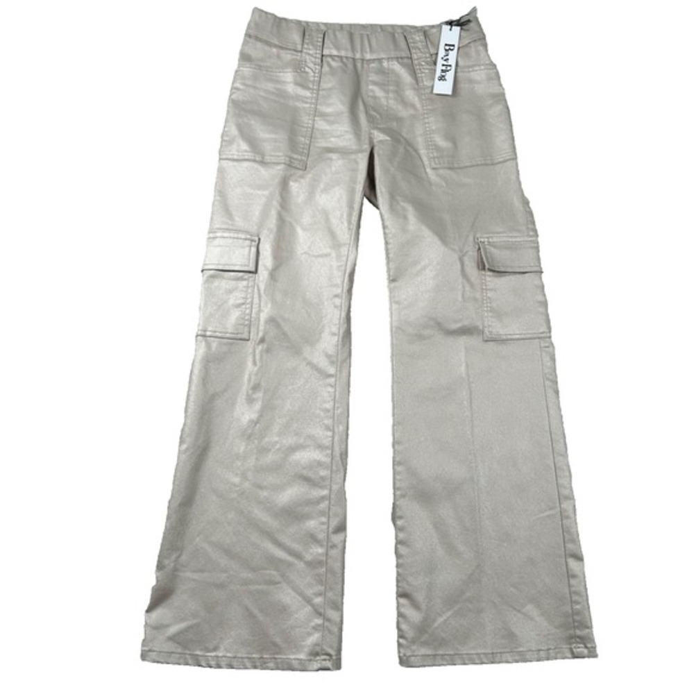 Bevy Flog Pants Womens 28‎ Randi Cargo Wide Leg Boot Flare Shiney Beige Gold